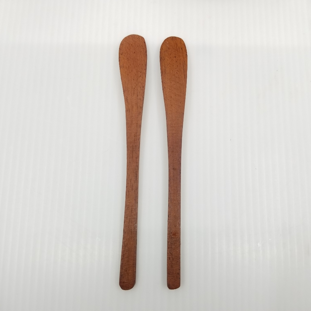Primitive Farmhouse Condiment Spice Salt Pepper Wooden Set With Spoon‎ - Picture 7 of 10